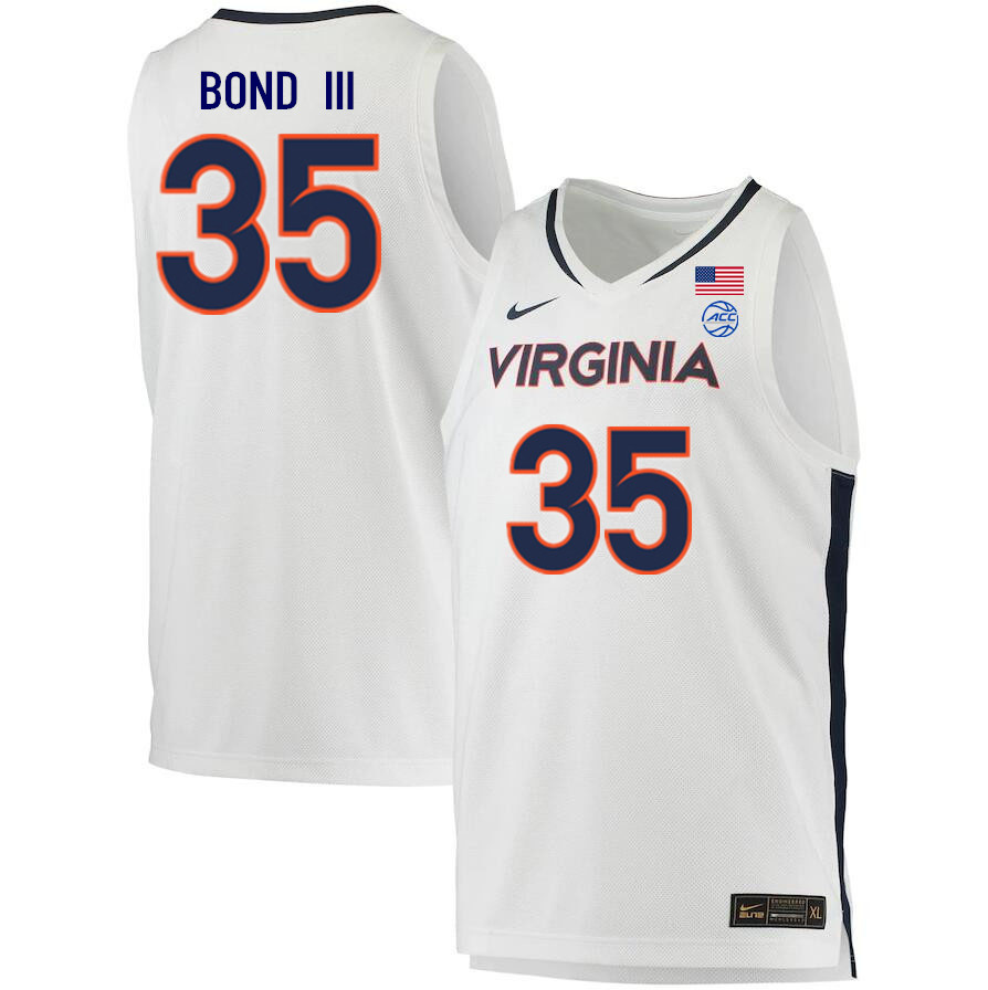 Men #35 Leon Bond III Virginia Cavaliers College 2022-23 Stitched Basketball Jerseys Sale-White - Click Image to Close